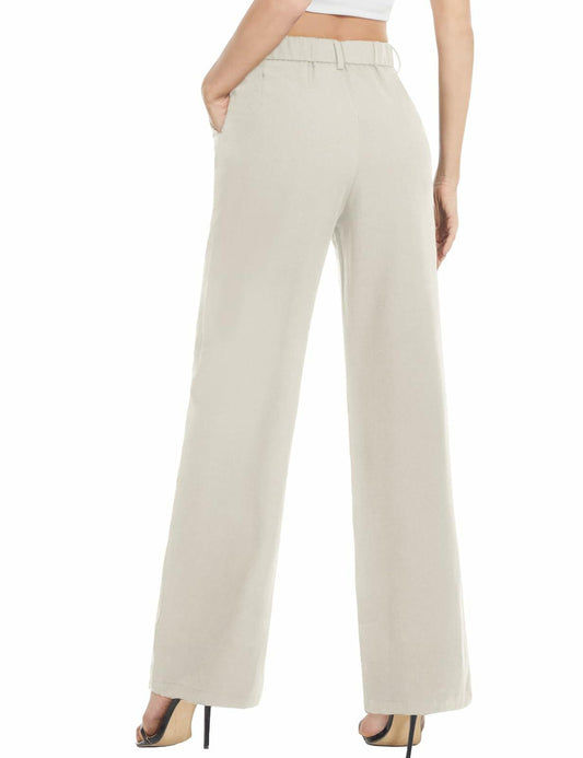 Tapata Wide Leg Pants Women Beige High Waist Casual Size 10