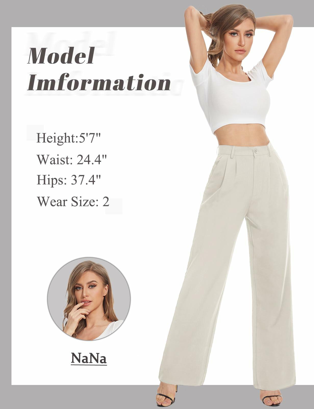 Tapata Wide Leg Pants Women Beige High Waist Casual Size 10