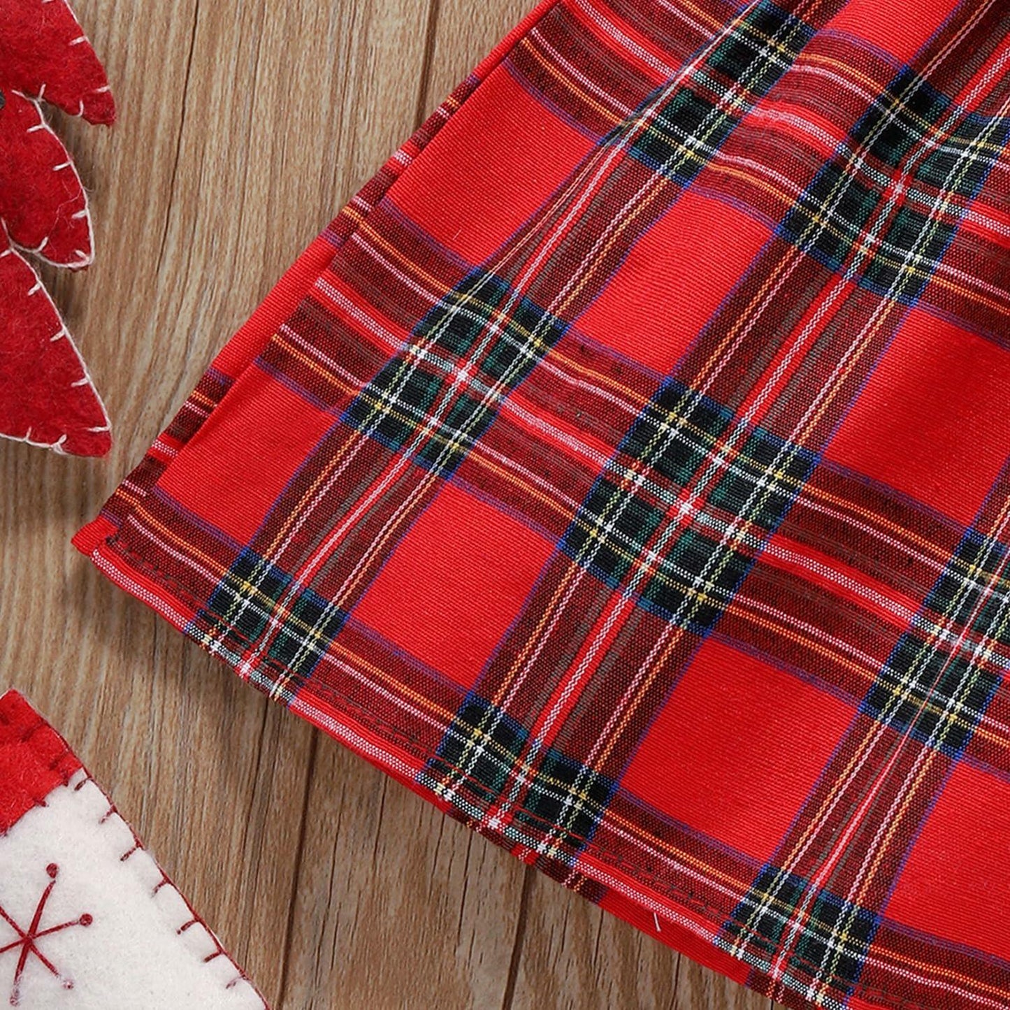 FANCYINN Toddler Baby Girl Plaid Dress Set Pleated Ruffle Christmas Size 3-4Y