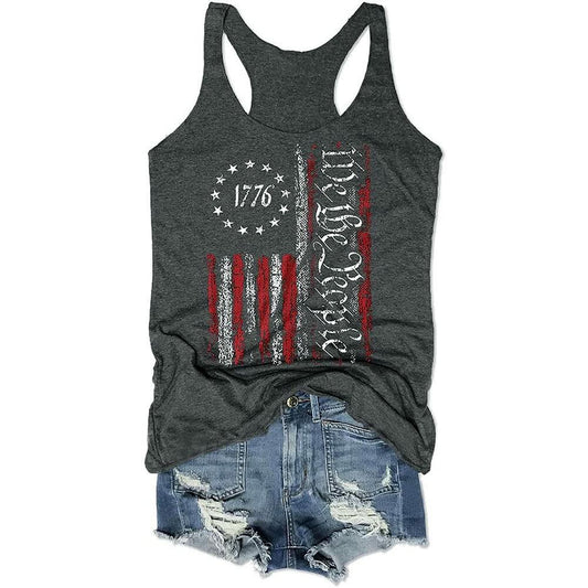 T&Twenties Women's 4th of July Patriotic Flag Racerback Tank Top USA Vest, Size