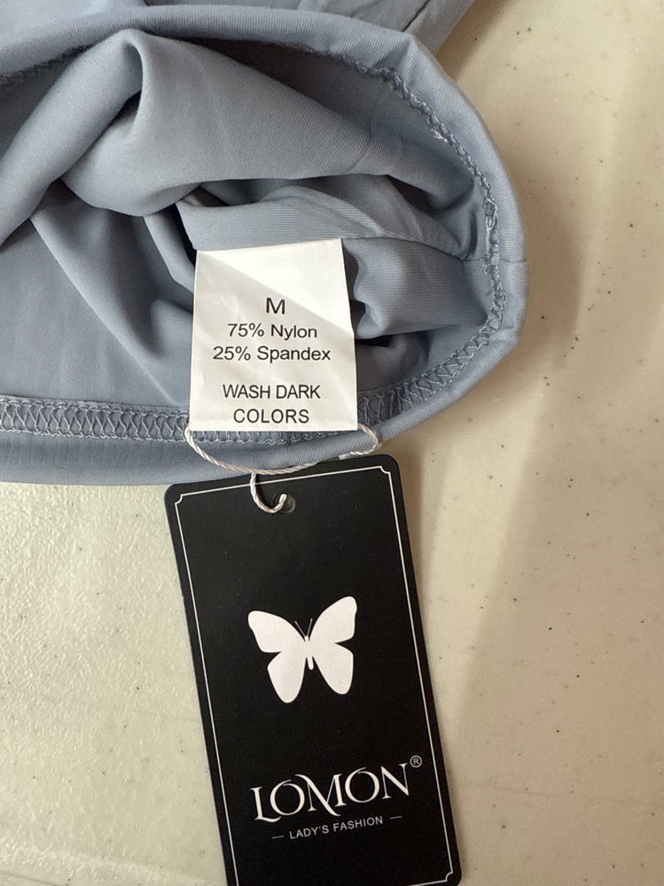 LOMON Women's Slim Fit Scoop Neck T-Shirt Gray Blue Size M