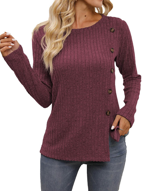 Funlingo Women's Red Long Sleeve Sweater Tunic Casual Pullover Size L