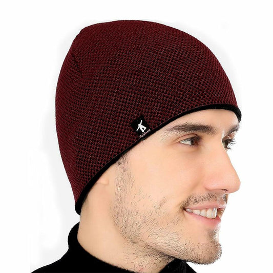 DOANNOTIUM Winter Beanie Skull Cap Warm Knit Lined Toboggan Hat 7-Wine Red