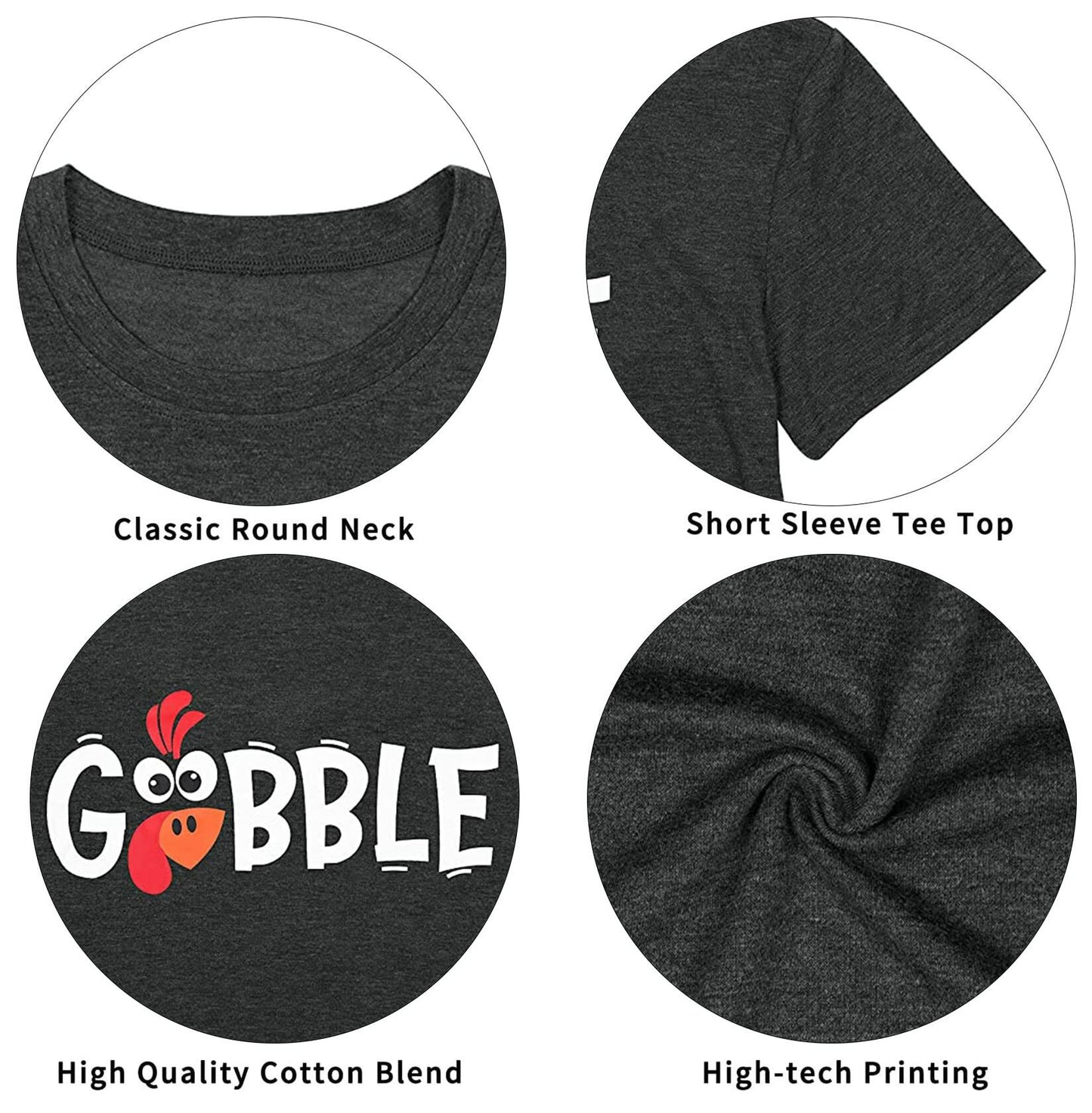 Thanksgiving Shirt Women M Gobble Gobble Pumpkin Turkey Graphic Tee
