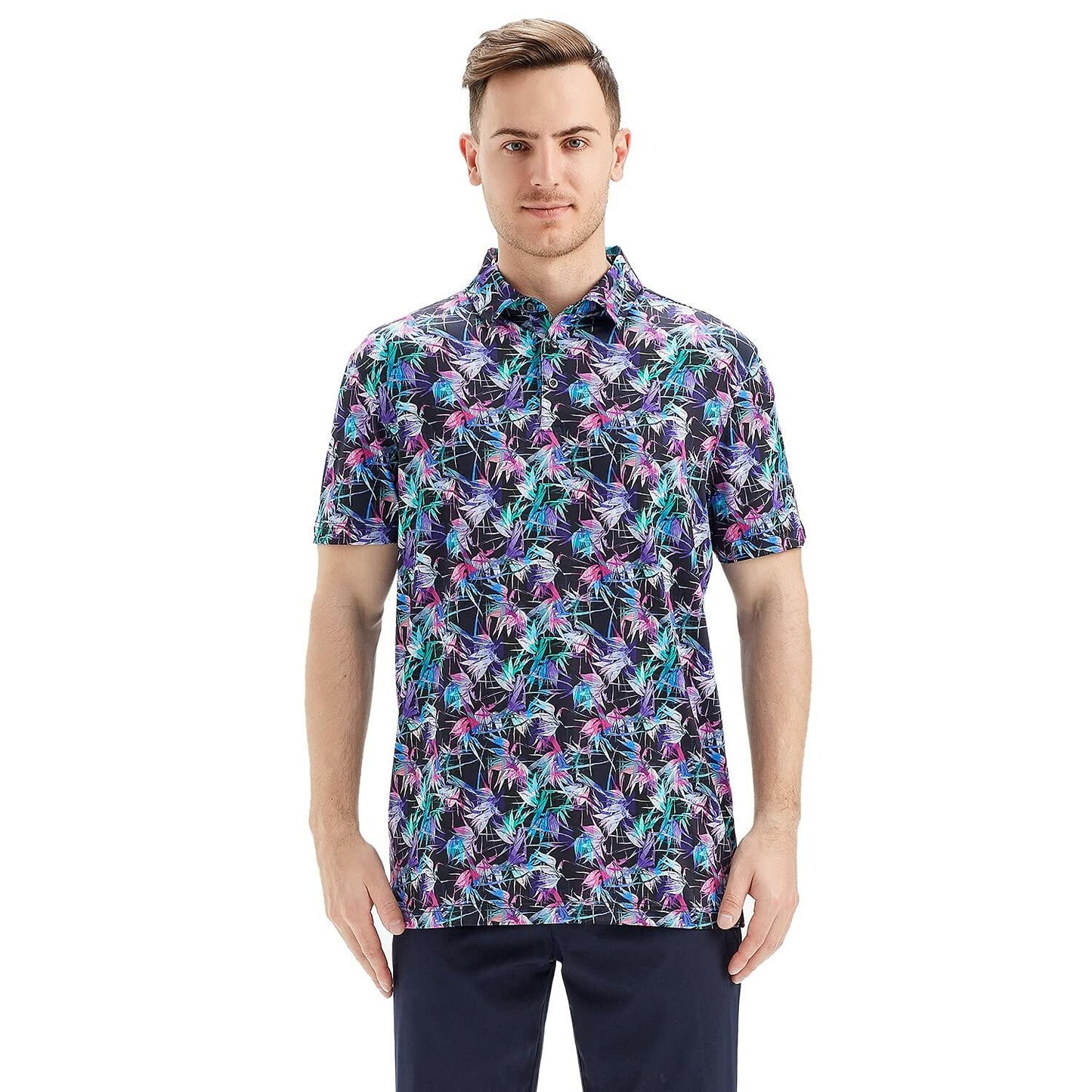 Motley Leaf Men's Dry Fit Golf Polo Shirt Moisture Wicking Size XL