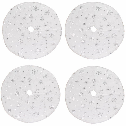 4-Pack Mini Christmas Tree Skirts 15" White Xmas Holiday Decor