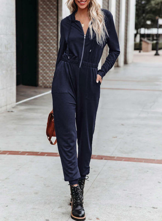 Dokotoo Girls Blue Hooded Jumpsuit Romper Zip Up Petite XX-Large Pockets