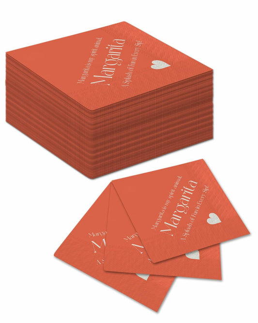 qiqee Margaret Cocktail Napkins 5x5in Orange Disposable 120 Count