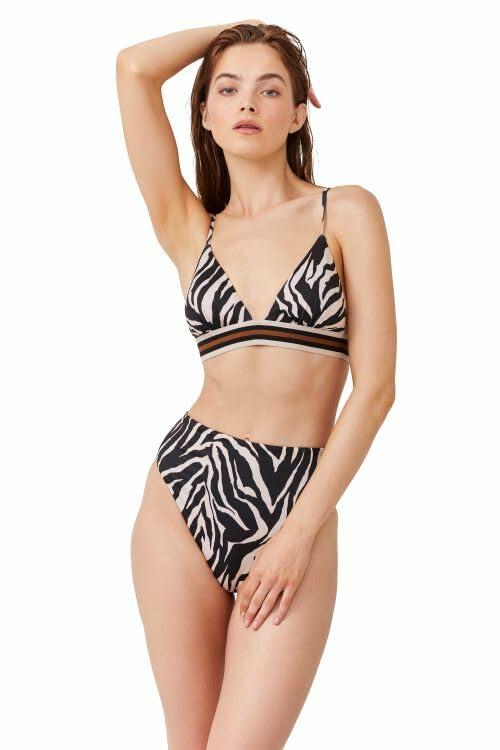 Gottex Women's Wild Nostalgia Over The Shoulder Triangle Top Black Brown - 14