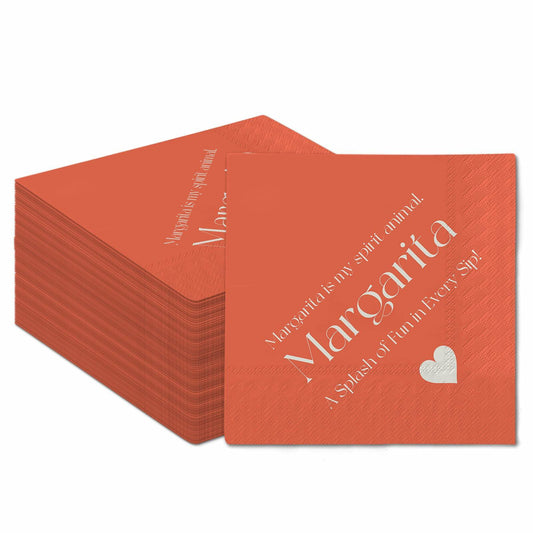 qiqee Margaret Cocktail Napkins 5x5in Orange Disposable 120 Count