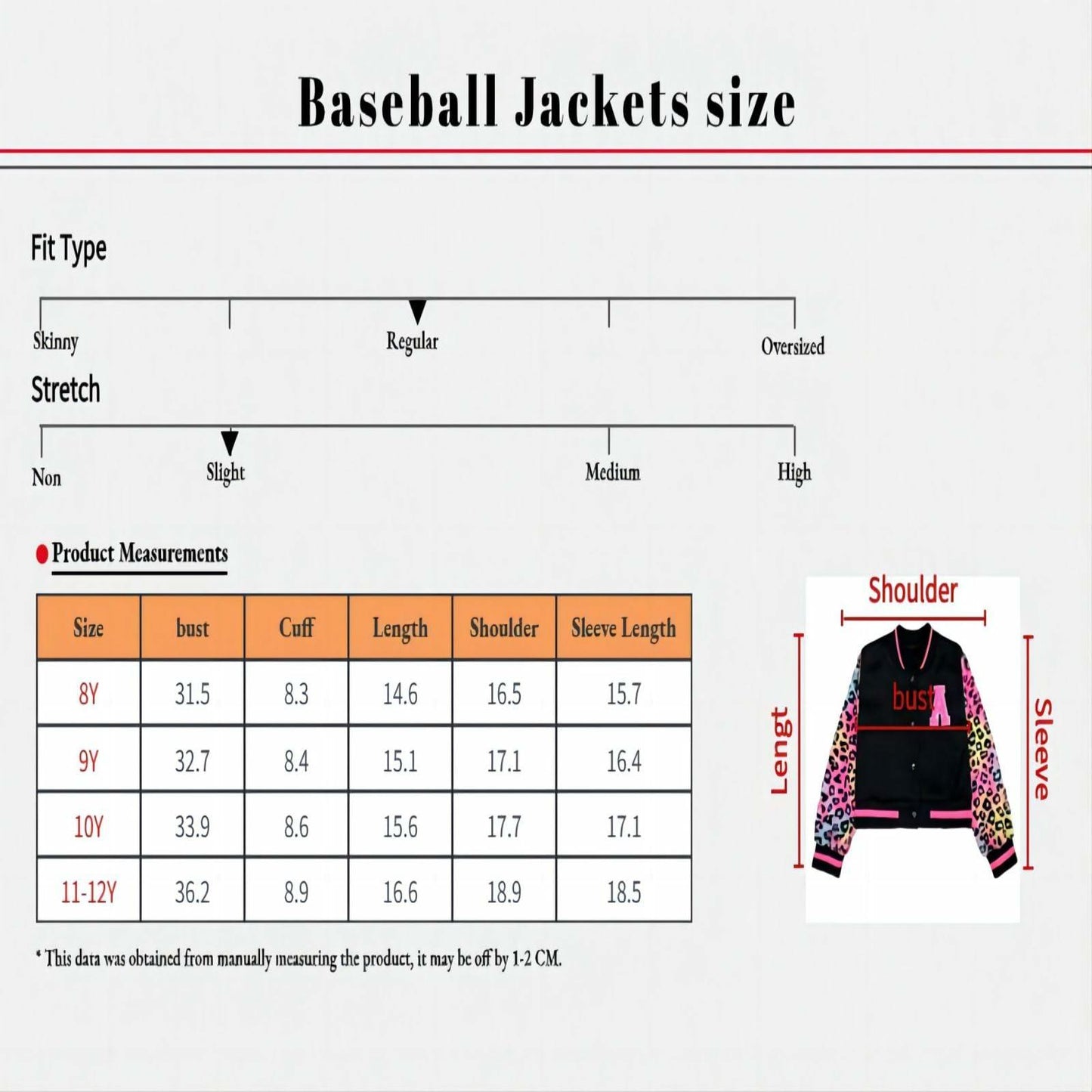 GMMDOMKID Kids Varsity Baseball Jacket Classic School Coat Boys Girls - Size 9
