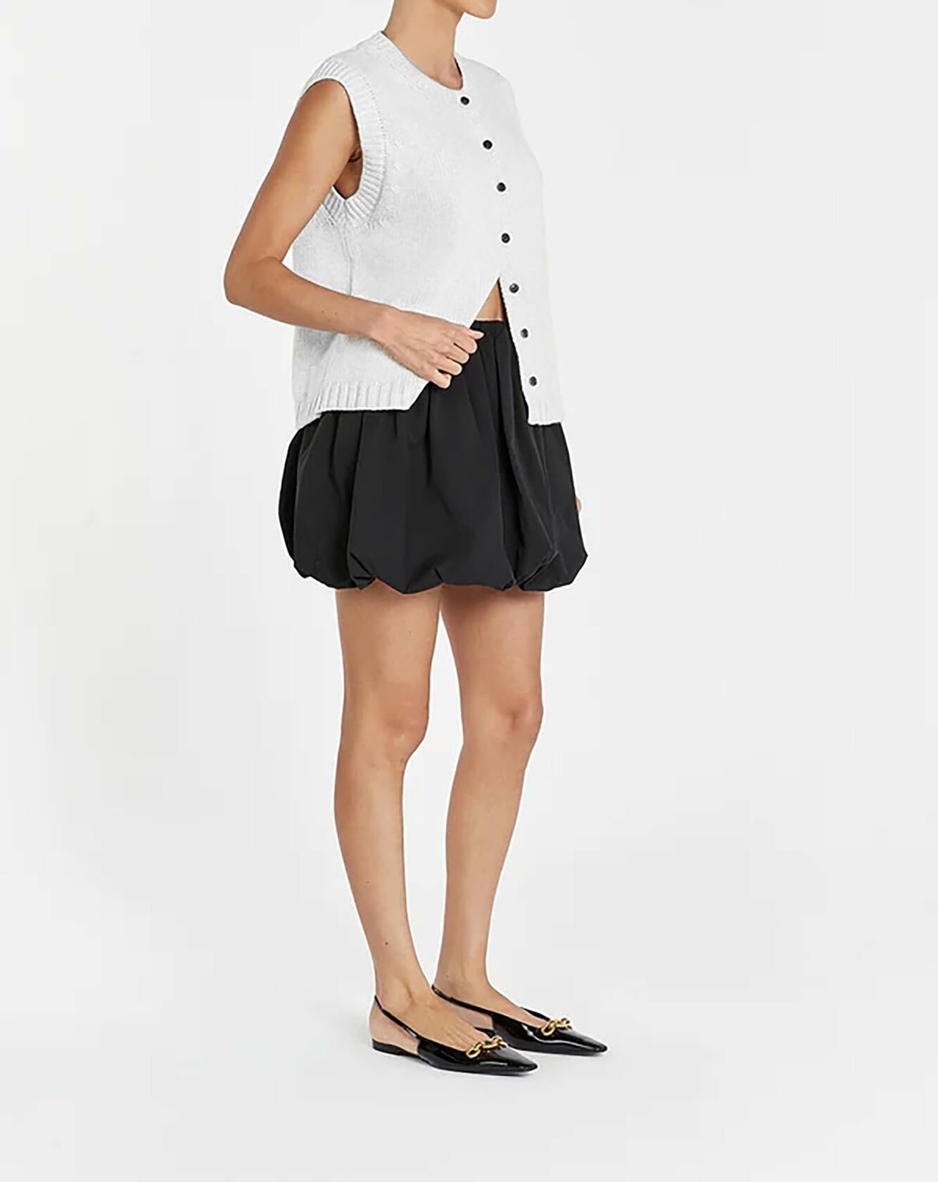 Cioatin Women Knit Sweater Vest Sleeveless Button Down White - Size M