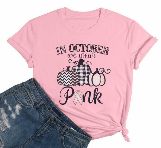 FASHGL I Wear Pink for My Mom T-Shirt Women Breast Cancer Awareness - XL