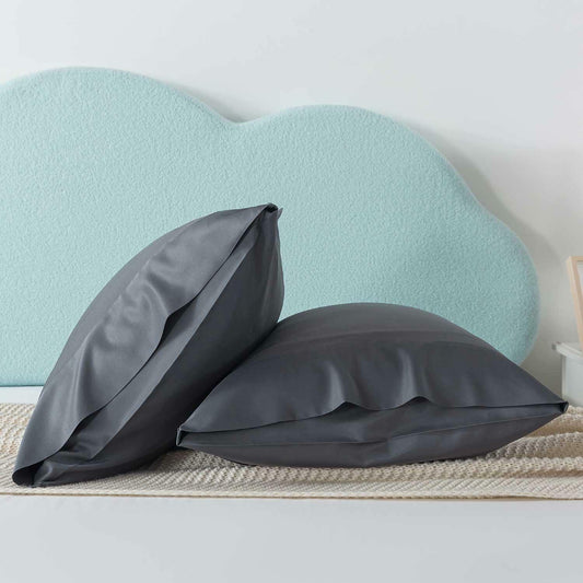 Moccabebe 2 Pc King Size Pillowcases 20x36 Grey Cooling Bamboo Rayon Soft