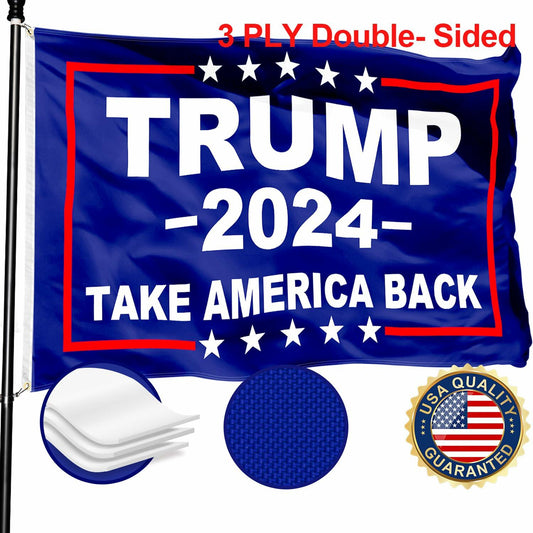 WHGJ Trump 2024 Flag 3x5 ft Blue Double Sided Heavy Duty Durable Polyester