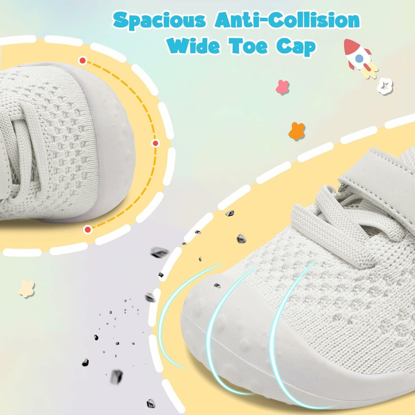 LeIsfIt Baby ShoesLightweight Non-Slip Shoes White 7 Toddler