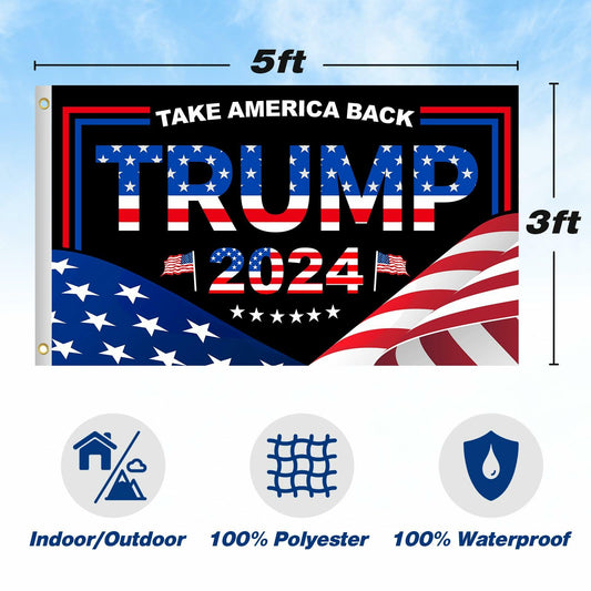 Trump 2024 Flag 3x5 FT Double Sided UV Resistant Banner with 2 Brass Grommets