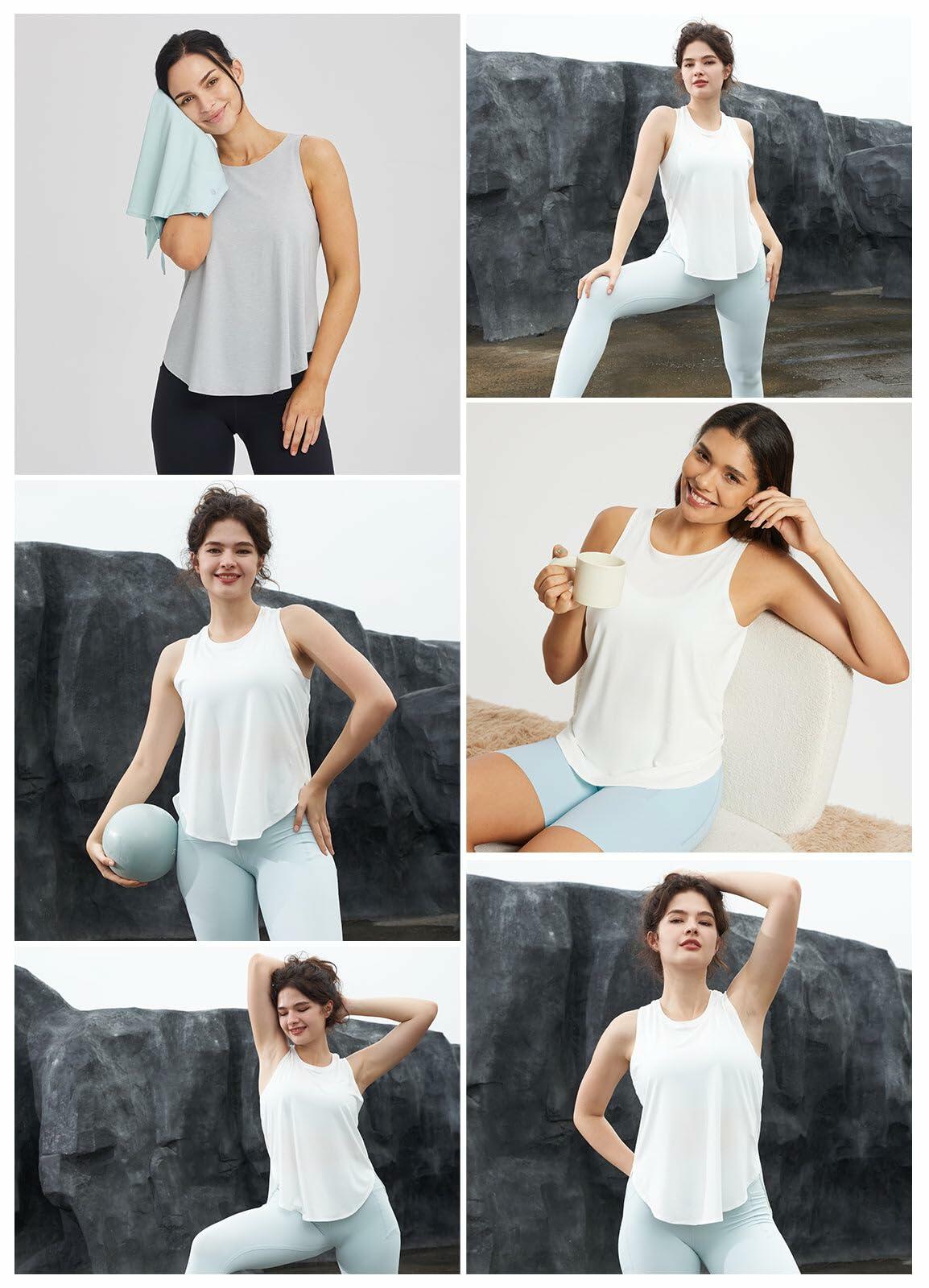 baleaf Women's Sleeveless Workout Yoga Tank Top White Size L Athletic Gym