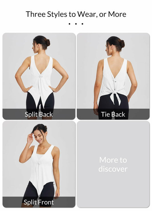 baleaf Women's Sleeveless Workout Yoga Tank Top Loose Fit White Large L