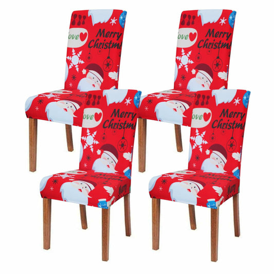 Oloepfo Christmas Chair Covers Set of 4 Stretch Removable Santa Red