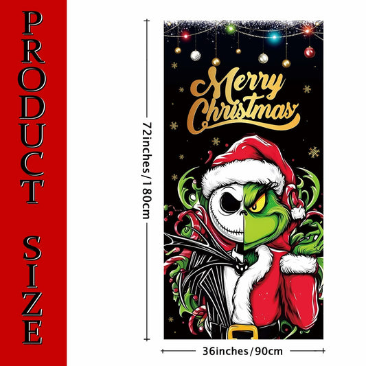 Christmas Door Cover Merry Christmas Photo Backdrop Holiday Decor 6x3 Ft