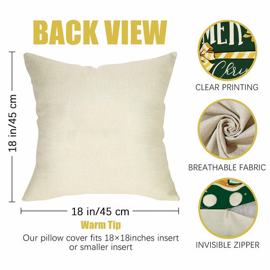 Fahrendom 4-Pack 16x16 Red Green Xmas Tree Snowflake Outdoor Pillow Covers