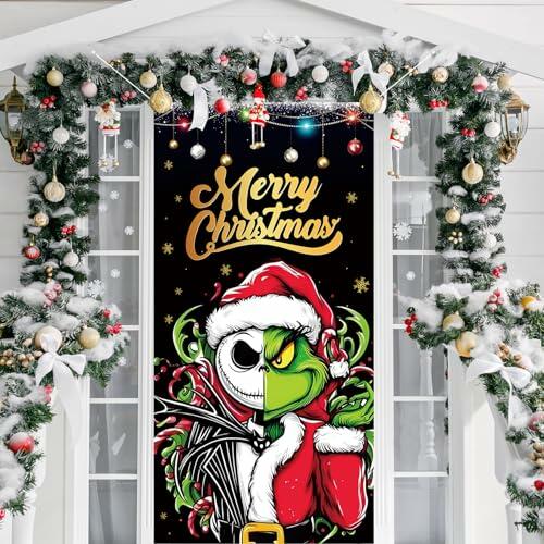 Christmas Door Cover Merry Christmas Photo Backdrop Holiday Decor 6x3 Ft