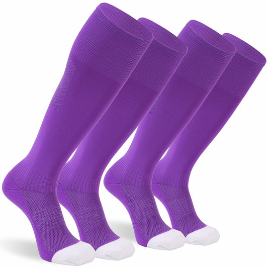 Sunew Purple Soccer Knee High Socks Medium 2 Pairs Athletic Compression