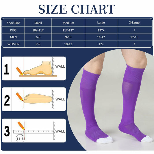 Sunew Purple Soccer Knee High Socks Medium 2 Pairs Athletic Compression