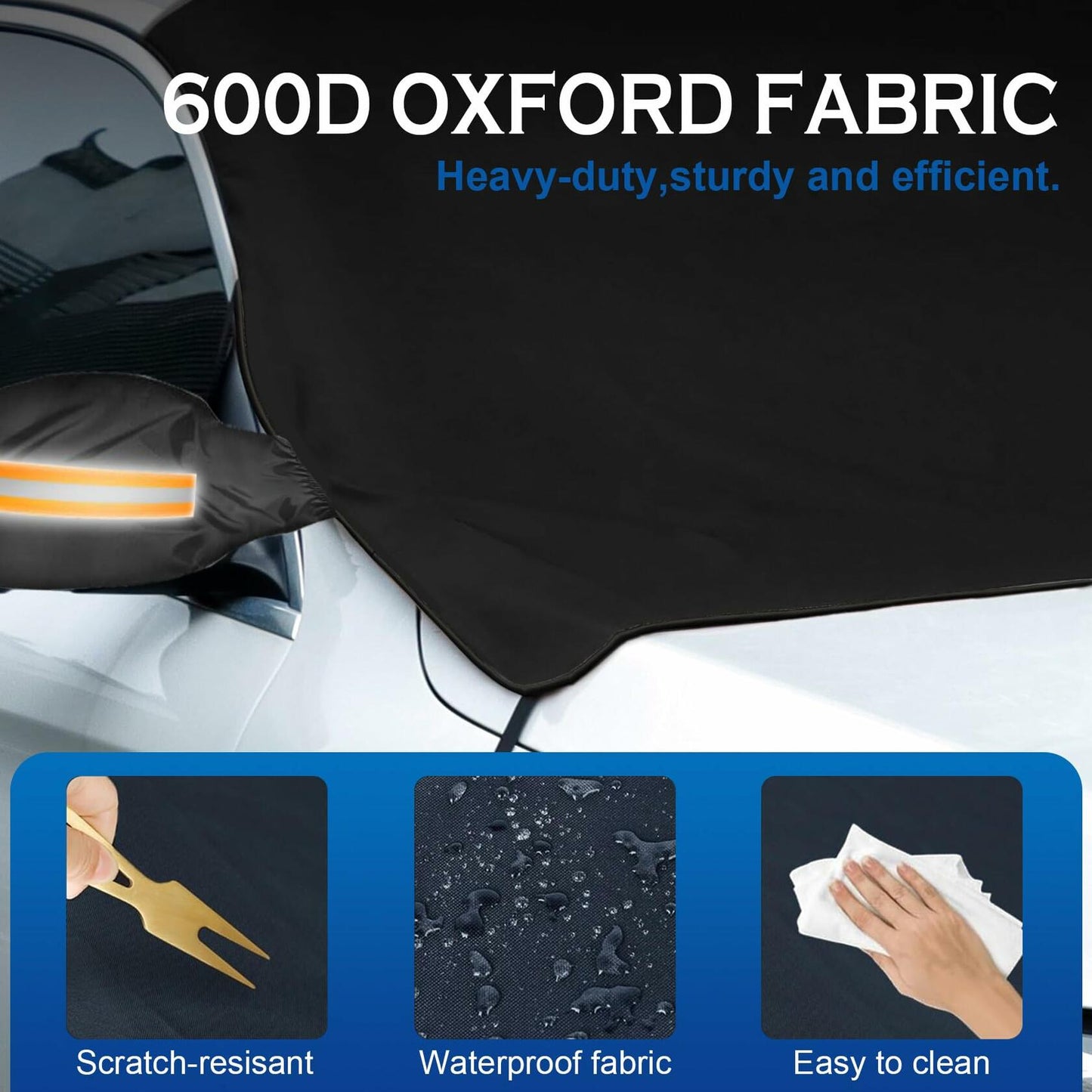 2024 Upgrade Car Windshield Cover 600D Oxford Fabric Heavy Duty Snow Protector