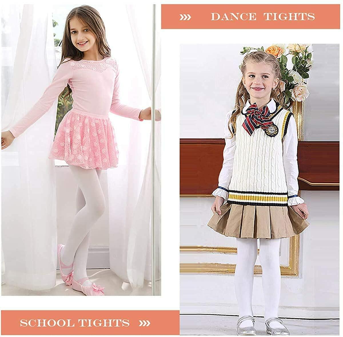 Zando Girls White Ultra-Soft Velvet Footed 6-8 Elastic Ballet Leggings