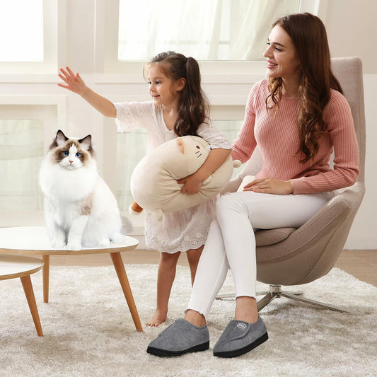 HARENCE Women's Slippers Memory Foam Fur Lined Warm Indoor Size 42/43