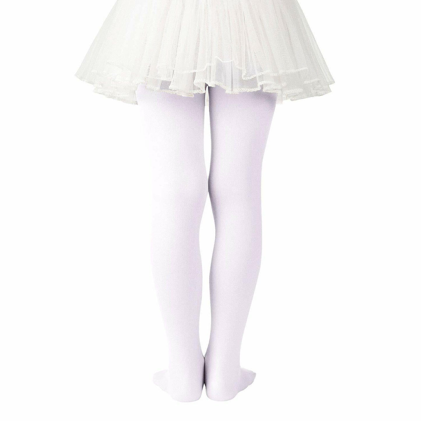 Zando Girls White Ultra-Soft Velvet Footed 6-8 Elastic Ballet Leggings
