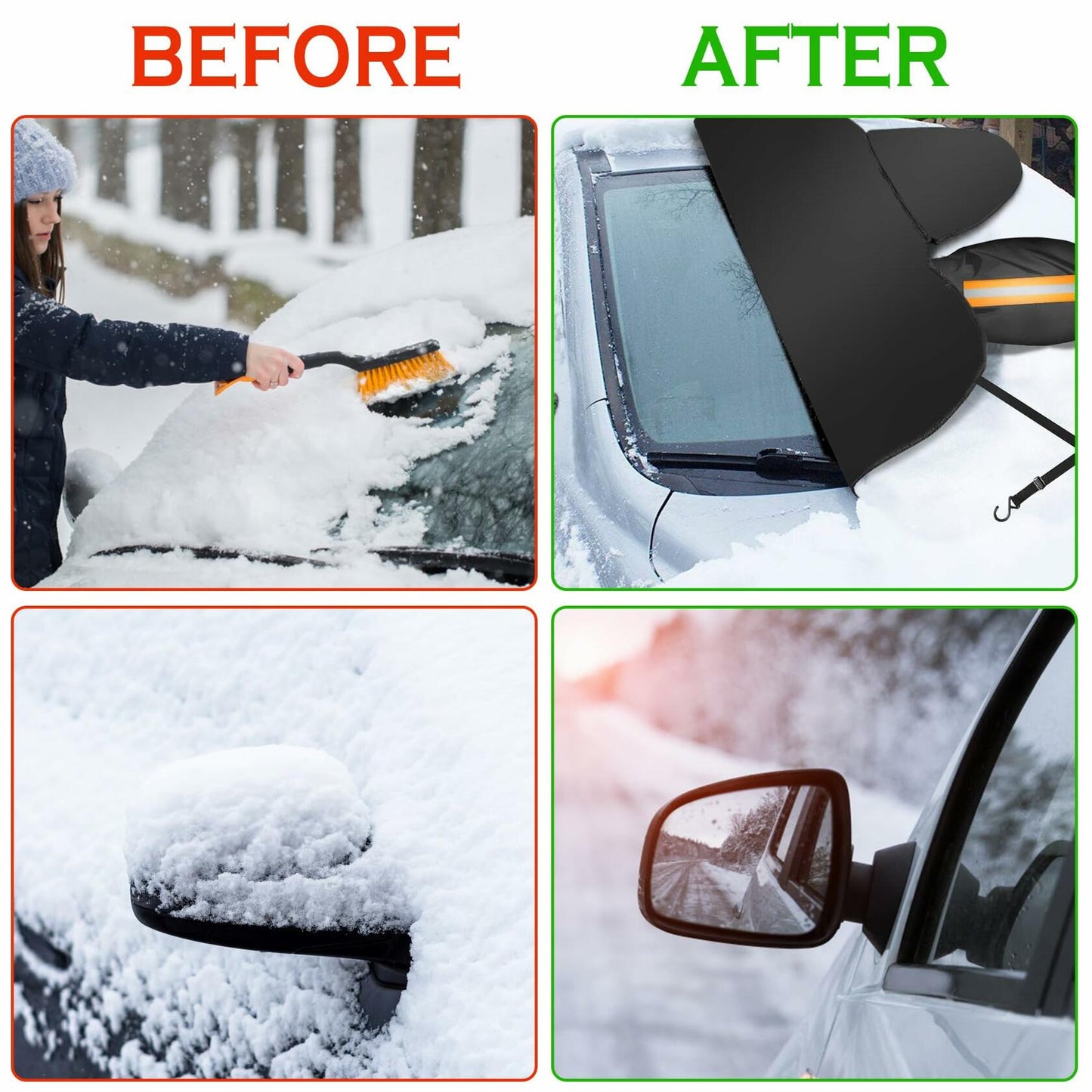 2024 Upgrade Car Windshield Cover 600D Oxford Fabric Heavy Duty Snow Protector