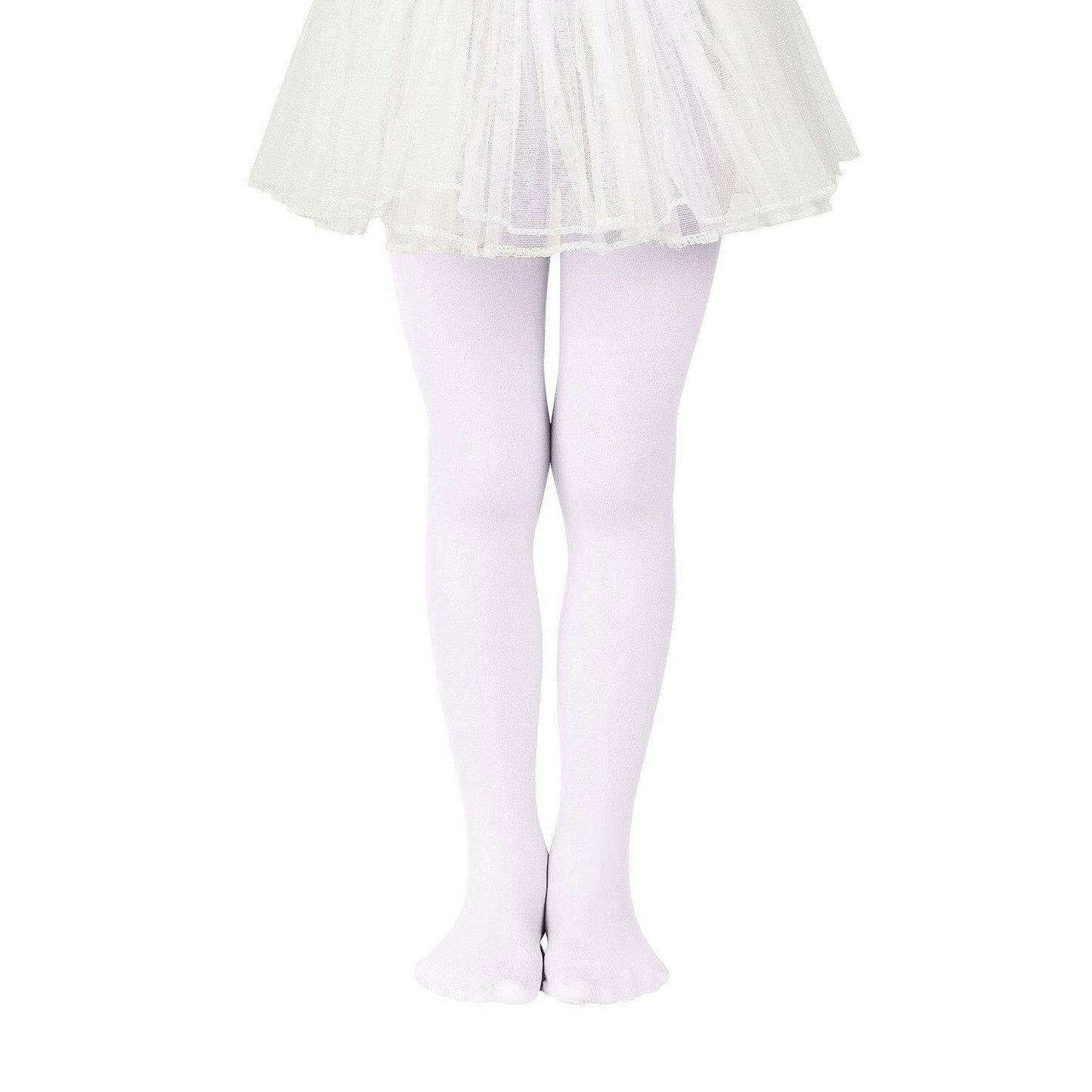 Zando Girls White Ultra-Soft Velvet Footed 6-8 Elastic Ballet Leggings