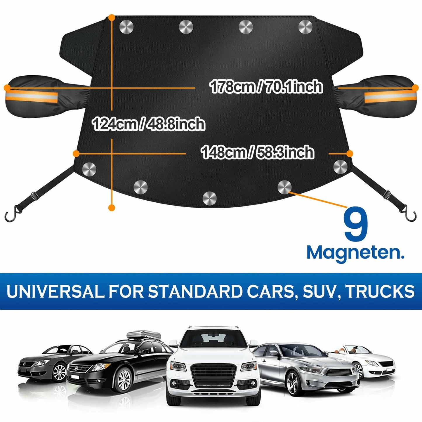 2024 Upgrade Car Windshield Cover 600D Oxford Fabric Heavy Duty Snow Protector