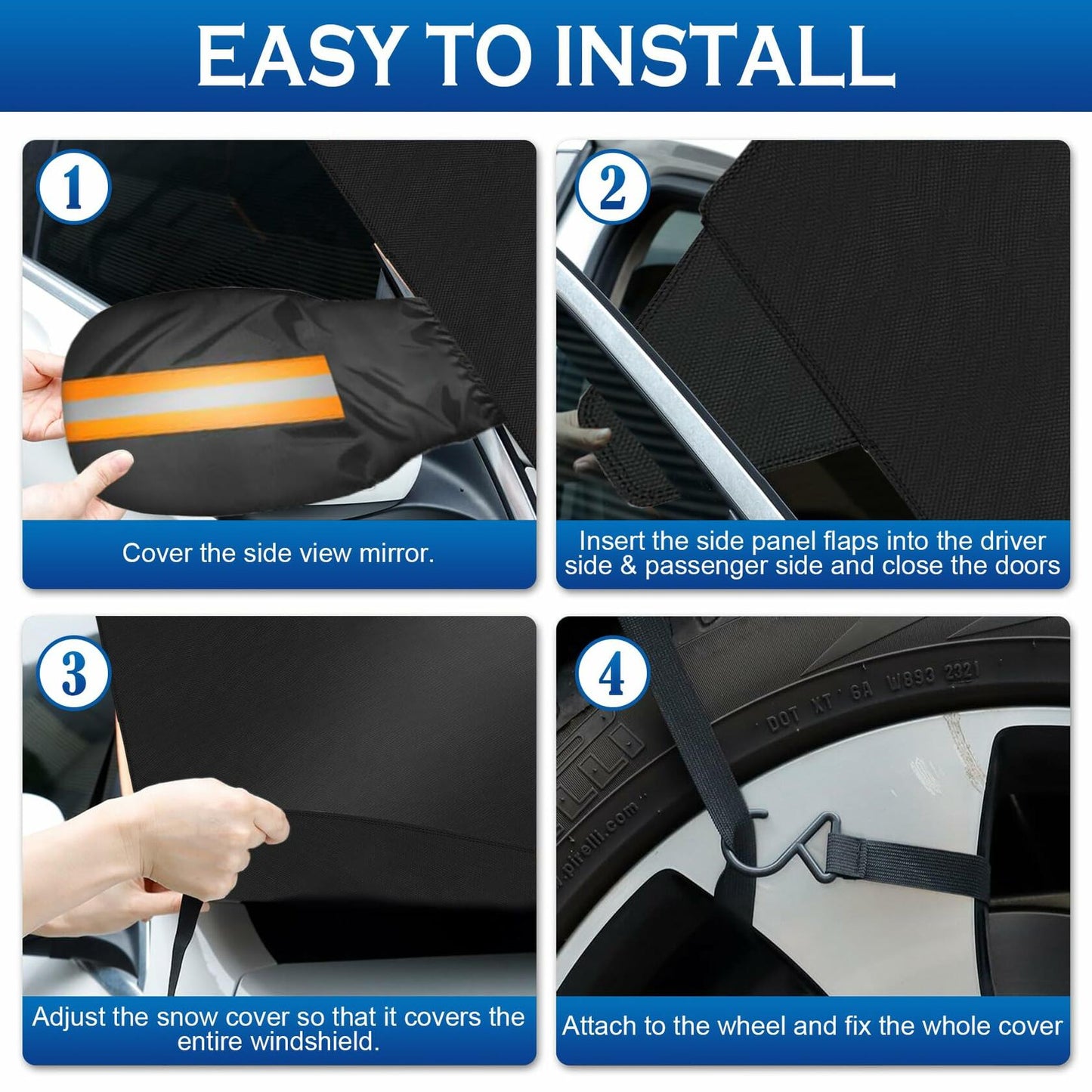 2024 Upgrade Car Windshield Cover 600D Oxford Fabric Heavy Duty Snow Protector