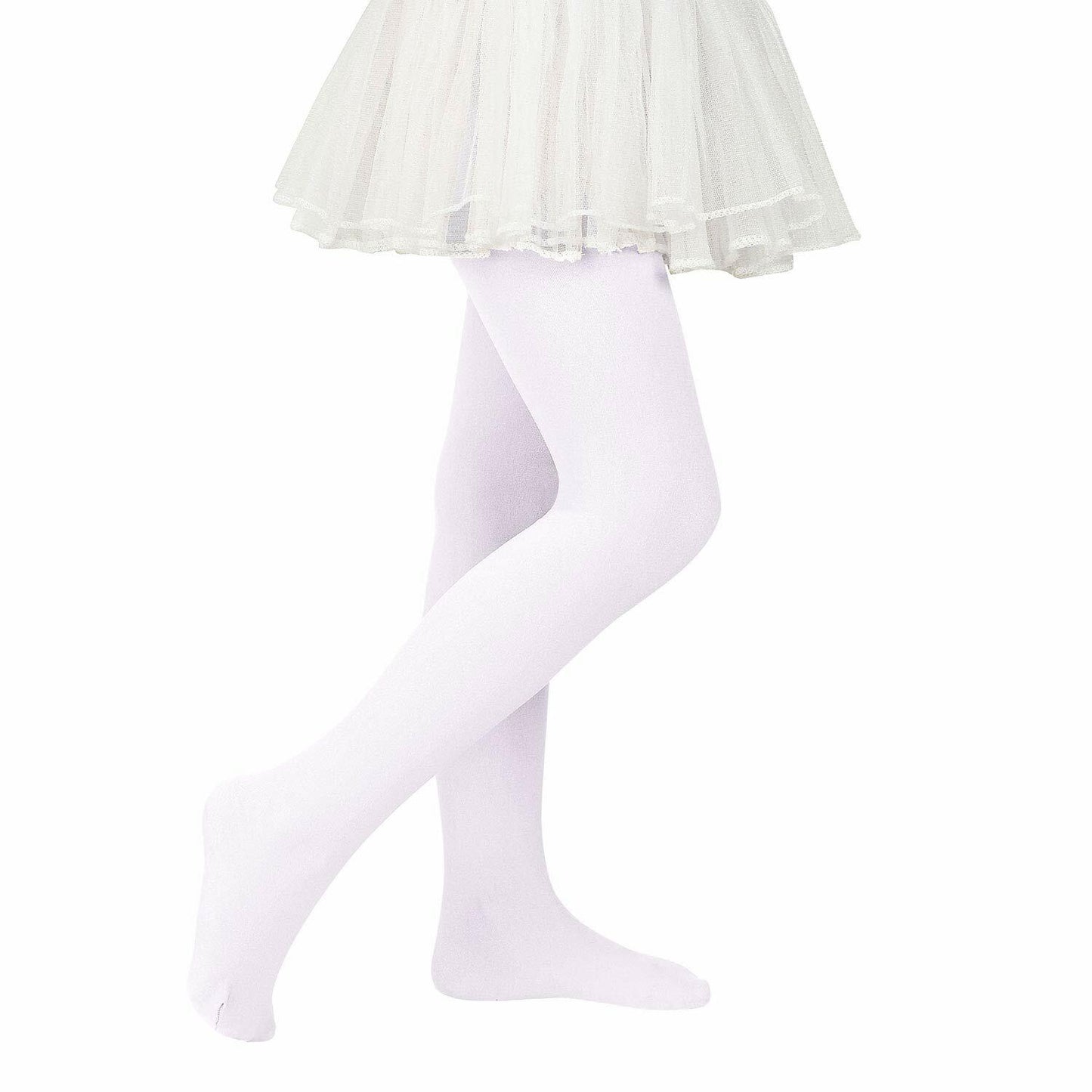 Zando Girls White Ultra-Soft Velvet Footed 6-8 Elastic Ballet Leggings