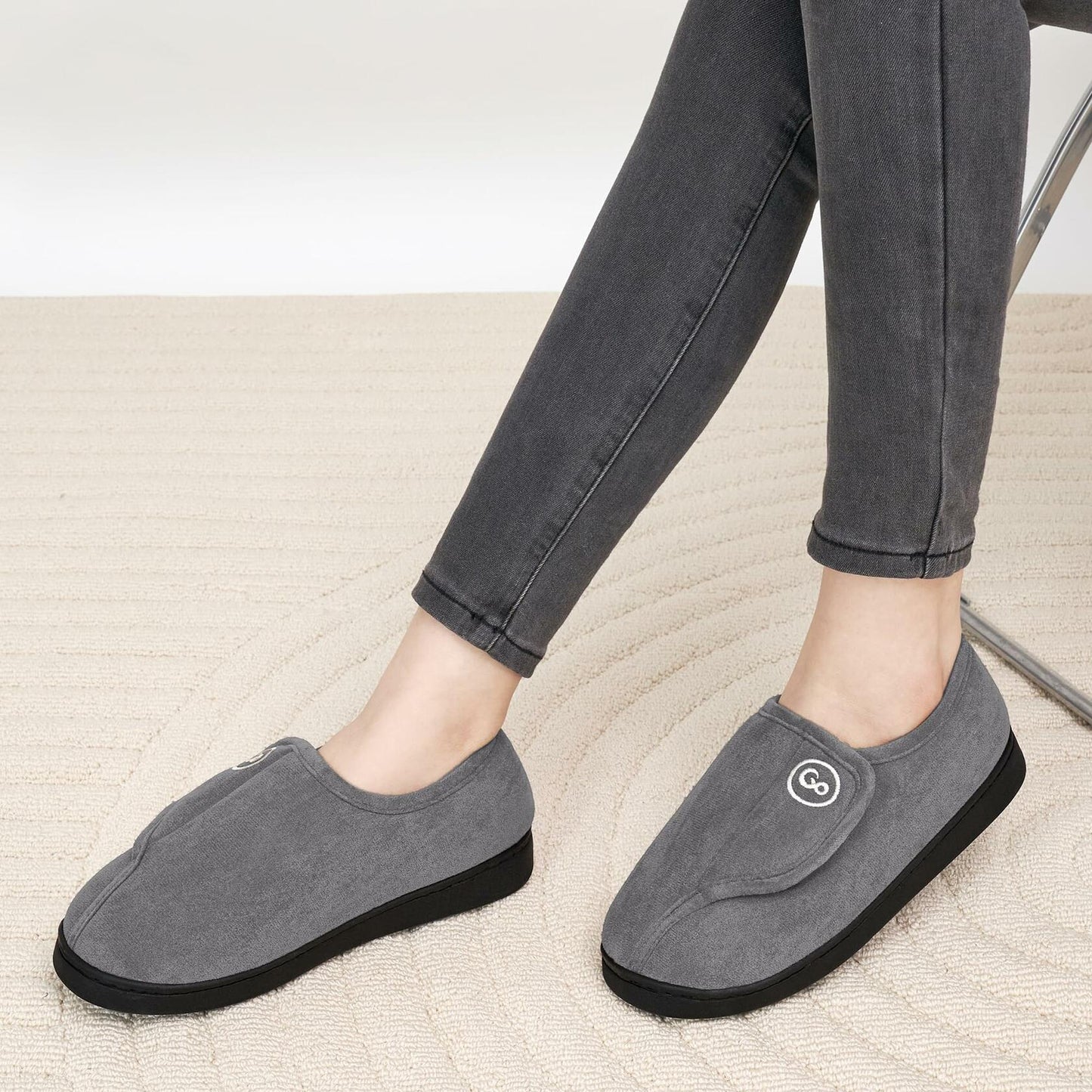 HARENCE Women's Slippers Memory Foam Fur Lined Warm Indoor Size 42/43