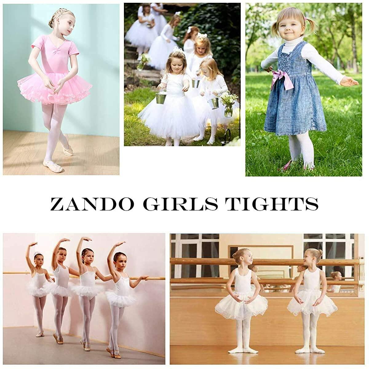 Zando Girls White Ultra-Soft Velvet Footed 6-8 Elastic Ballet Leggings