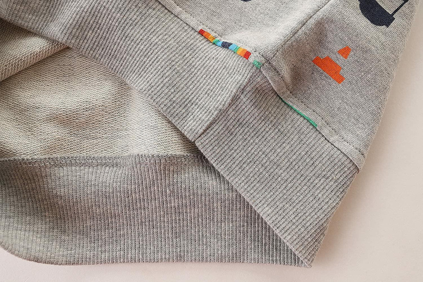 Funnymore Boys Grey Excavator Crewneck Sweatshirt Long Sleeve Size 7