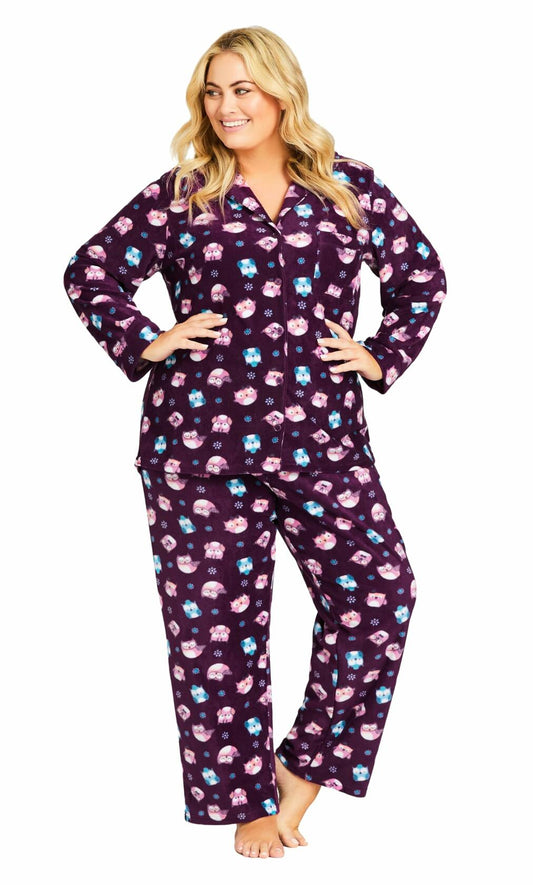 City Chic Women's Plus Size Button Sleep Top Owl Print Size 18-20