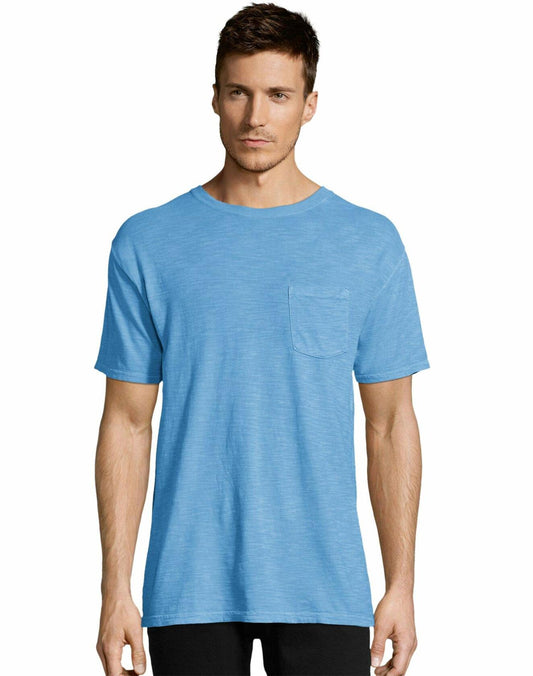 Hanes 1901 Heritage Dyed Short Sleeve Crewneck Pocket Tee Small Victorian Mauve