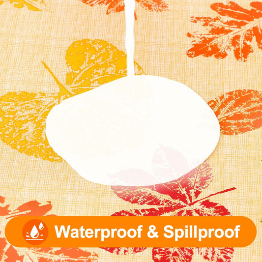 Smiry 60x102 Waterproof Vinyl Fall Rectangle Tablecloth with Flannel Backing