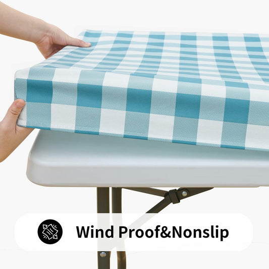 Smiry Rectangle Waterproof Vinyl Picnic Tablecloth 30x72 White Orange Plaid