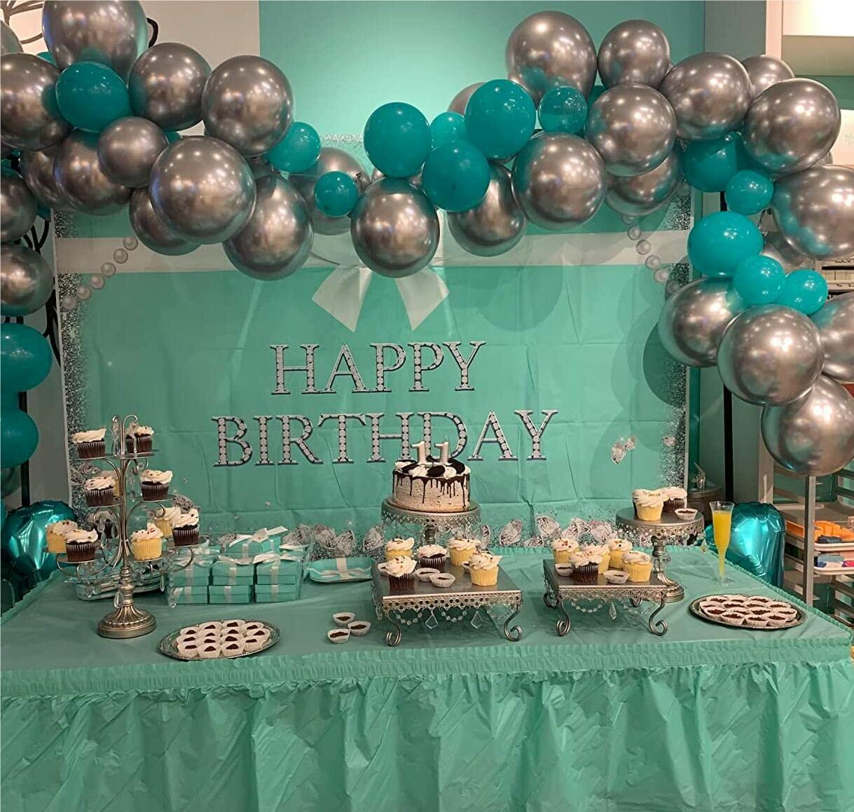 Tiffany Blue Bow-Knot Backdrop Turquoise Diamonds 8x6FT Sweet 16 Party