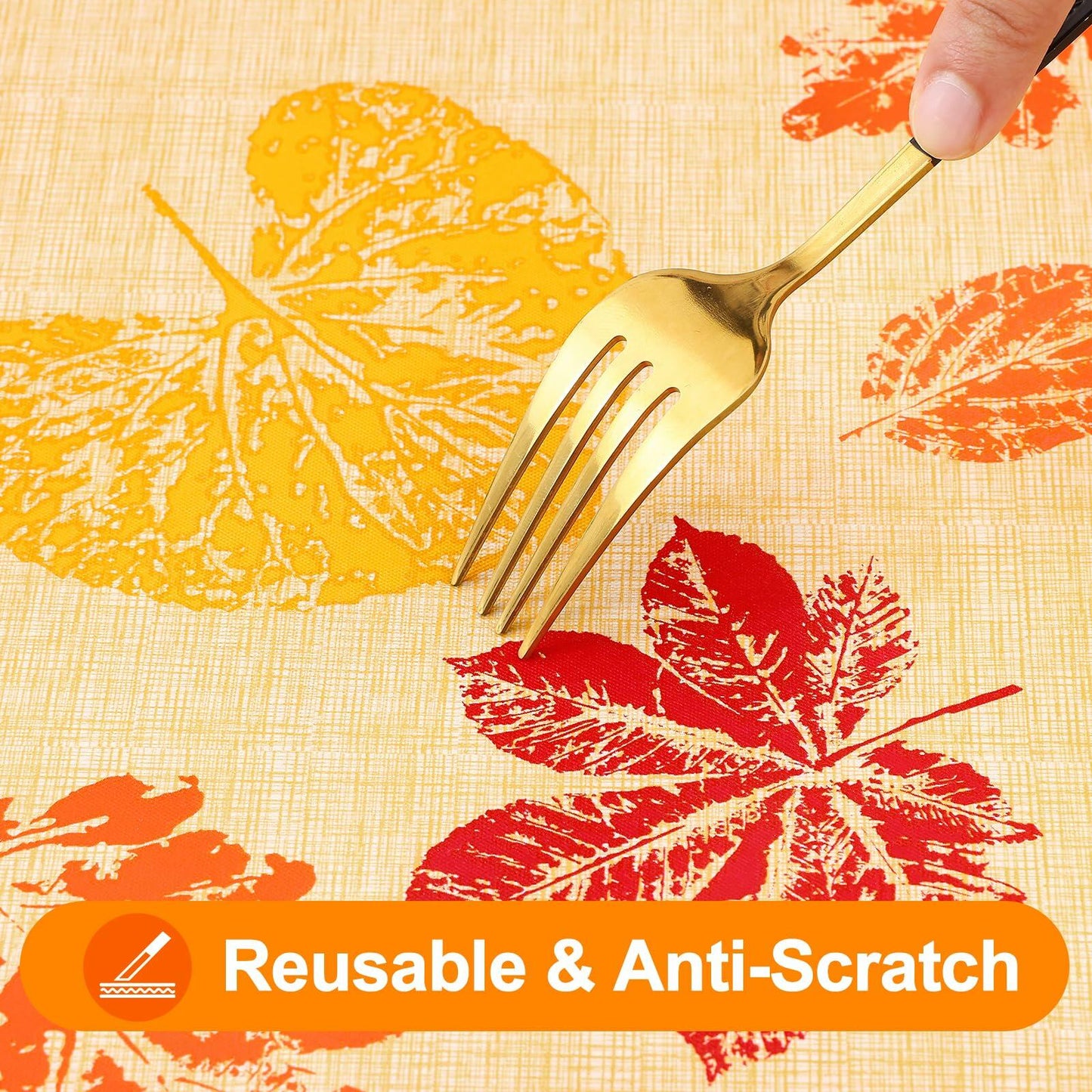 Smiry 60x102 Waterproof Vinyl Fall Rectangle Tablecloth with Flannel Backing