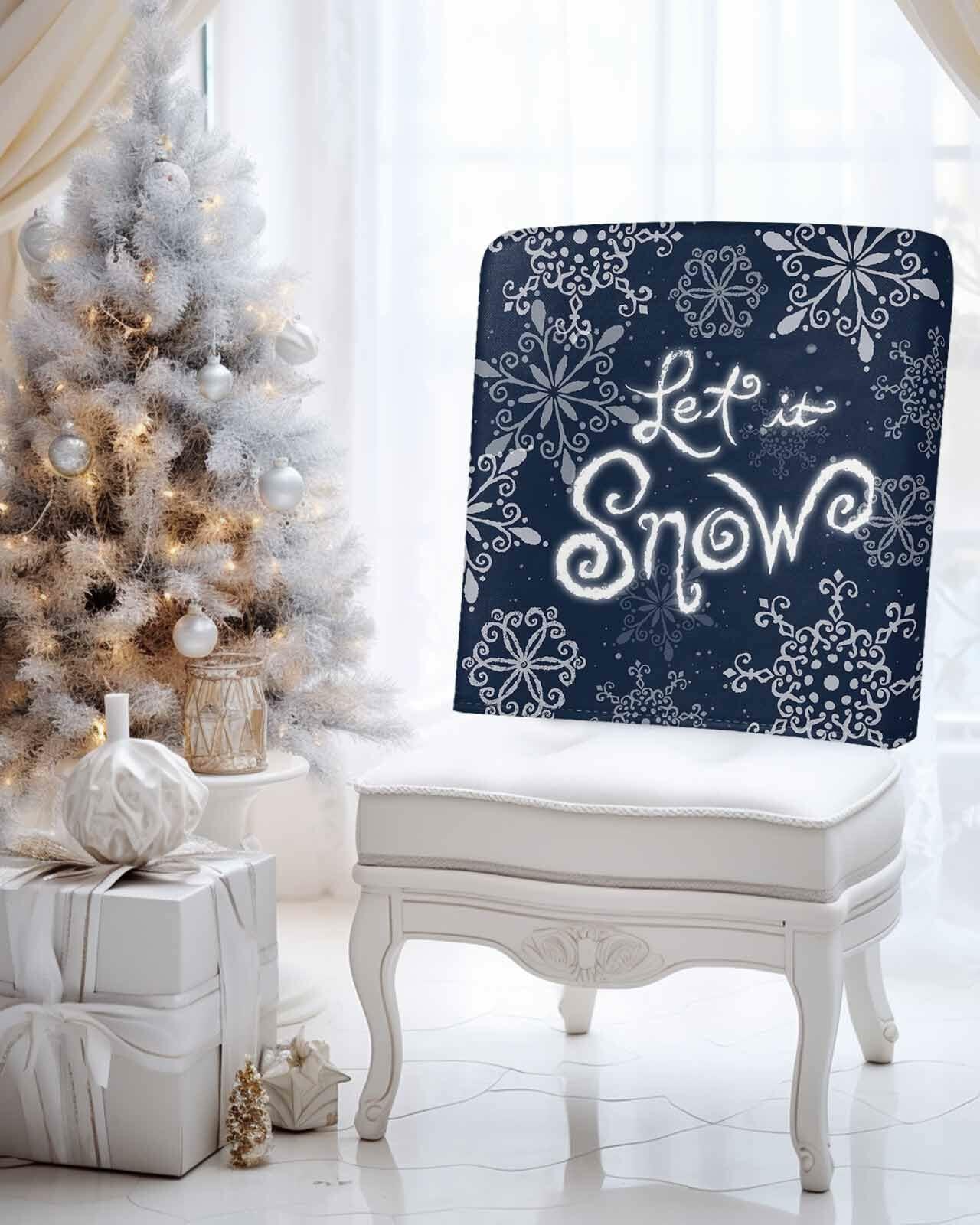 Christmas Chair Covers Set of 4 Snowflake Chair Slipcover Protector Washable