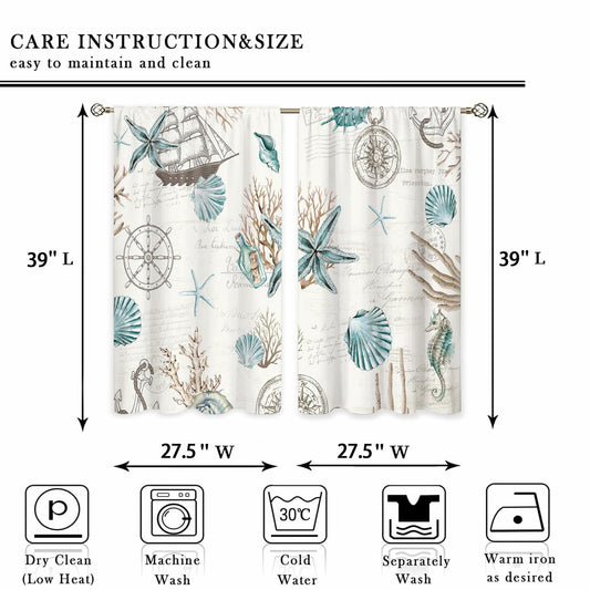 oolygoo Green Leaf Floral Kitchen Curtains Botanical Window Treatment 27.5x39in