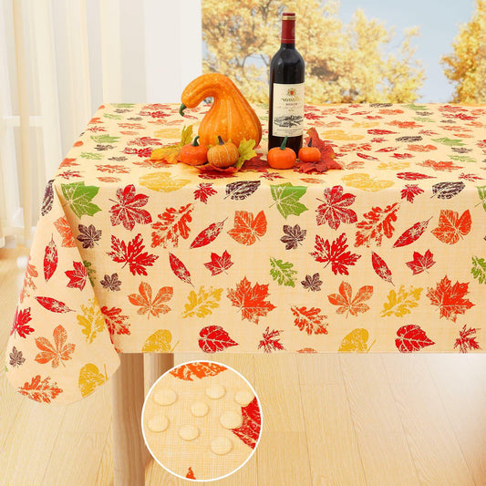 Smiry 60x102 Waterproof Vinyl Fall Rectangle Tablecloth with Flannel Backing
